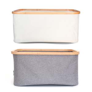 Bamboo Rim Linen Basket