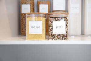 Square Bamboo Glass Jar 750ml