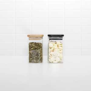 Glass Jars: Square Bamboo Glass Jar 250ml