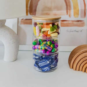 Bamboo Glass Jar 3 Stack