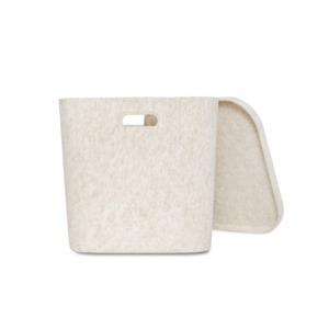 Baskets Bins: Oatmeal Felt Tub with Lid