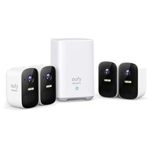 Security Radio: Eufy Cam 2C PRO 2K Wireless Home Security Kit 4 Pack Plus Homebase 2 Unit (T8863CD1)