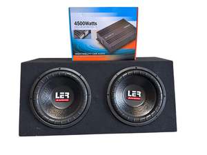 Car Audio: COMBO-LER Audio Double ER-1200 (1800x2=3600 Watt) Subwoofer with Box and 4500 Watt Amp