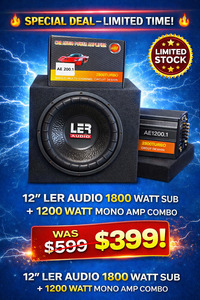 Car Audio: 🔊 COMBO – LER Audio 12″ (1800W) Subwoofer + 1200W Mono Amp + Enclosure