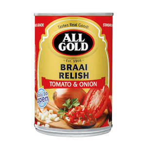 Frontpage: All Gold Braai Relish Tomato and Onion 410g