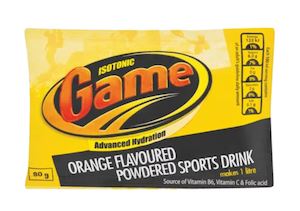 Cordials Syrups Powdered Drinks: Isotonic Game Powdered Orange Flavoured Sports Drink Sachet 80g