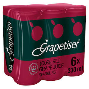 Grapetiser Sparkling 100% Red Grape Juice 330ml 6 Pack