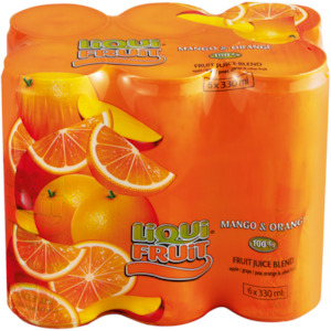 Liqui Fruit Mango and Orange Fruit Juice Blend 6 Pack (6x300ml Cans)