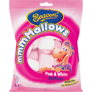 Sweets 1: Reduced Beacon Mallows Pink & White Mallows 150g
