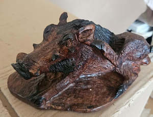 Wooden Warthog Sitting