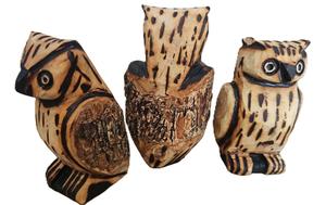 Owl Crafted from Light Wood - Small