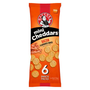 Biscuits Crackers Rusks: Bakers Mini Cheddar Bacon Multipack 6x33g