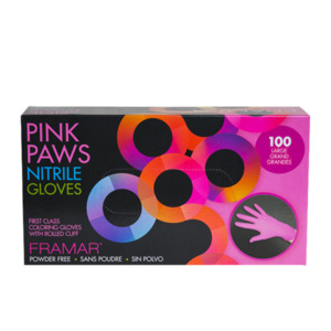 Framar Pink Paws Nitrile Gloves Large 100pc