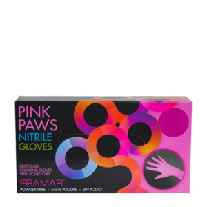 Framar Pink Paws Nitrile Gloves Medium 100pc
