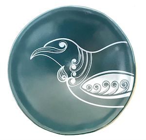 Art Decor: Tui White On Teal - 7cm Porcelain Bowl