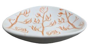 Art Decor: Harakeke Orange On White - Little Porcelain Dish
