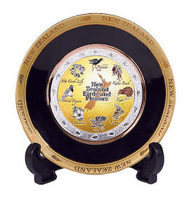Bargains: Large NZ Map With Birds and Flowers Plate with Stand