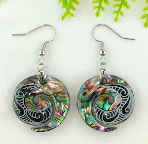 Paua: Paua Koru Design Earrings #16