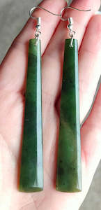 Greenstone Earrings: NZ Greenstone Earrings 80mm #AS95