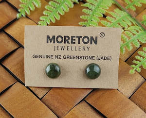 Greenstone Earrings: NZ Greenstone Stud Earrings - 8mm #29