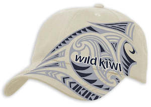 Adults Headware: Adults Beige Cap - Maori Tattoo Design