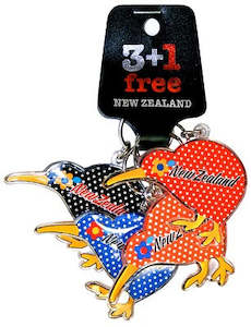 Keyrings 1: 4 Pack Kiwi Plastic Keyrings