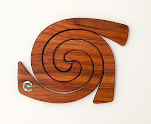 Woodcraft: Rimu Wood 3 in 1 Tablemats with Paua Inlay - Koru