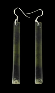 Greenstone Earrings: NZ Greenstone Earrings 70mm #AS127*