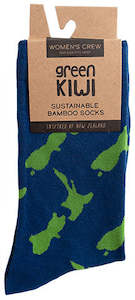 Clothing: Women's Bamboo Socks - Green Map on Navy