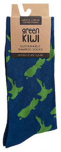 Men's Bamboo Socks - Green Map on Navy