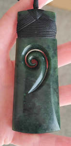 NZ Greenstone Toki With Koru Carving 90mm #56B