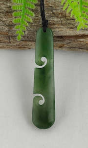 NZ Greenstone Drop With Double Koru 53mm #59N