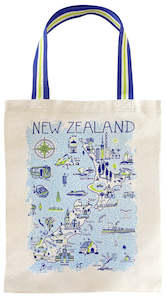 NZ Map Gusset Cotton Tote Bag