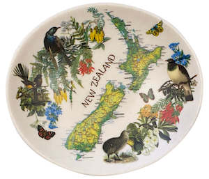 Bamboo Oval Dish - NZ Map