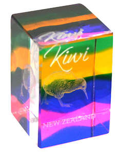 Glass Art - Multi Colour Cube Kiwi