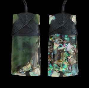NZ Greenstone And Paua Double Sided Toki - NZ Made #90
