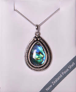 Paua Teardrop Necklace - Palladium Plated #1