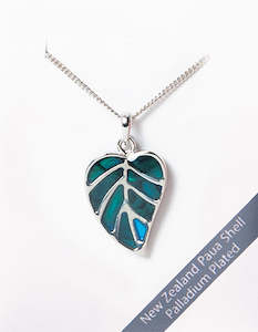 Paua Leaf Necklace - Palladium Plated