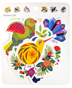 Children: 6 Pack Assorted Retro Bird Stickers