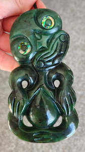NZ Greenstone Extra Large Tiki Carving - 123mm #39L-B