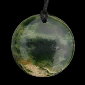 Greenstone Pounamu: NZ Greenstone Disc - 53mm - Ewan Parker - #130
