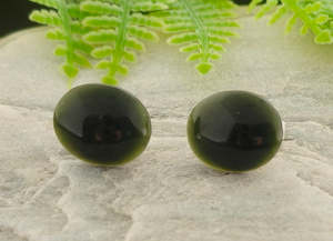 NZ Greenstone Small Oval Stud Earrings - 11mm x 9mm