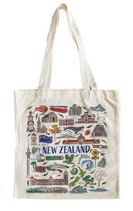 NZ Towns And Icons Cotton Tote Bag
