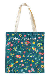 Reusable Shopping Bags: NZ Birds Cotton Tote Bag - Green