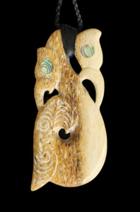 Manaia Whalebone Carving - NZ Made By Finao Katoa #ASW100