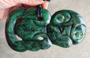 NZ Greenstone Extra Large Tiki Carving - 122mm #39L-S5