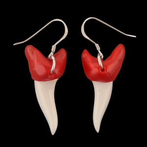 Bone Earrings: Wax Capped Mako Shark Teeth Earrings #365 - Alex Sands