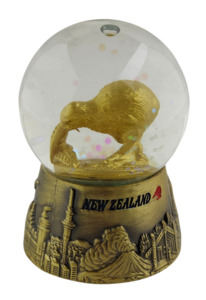 Small Kiwi Snow Globe With Gold Base 6cm Tall