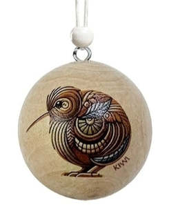 New Arrivals: Christmas Bauble - Wood - Natural Kiwi Pip