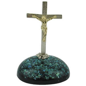 Paua Ornamental Gold Plated Crucifix - NZ Made